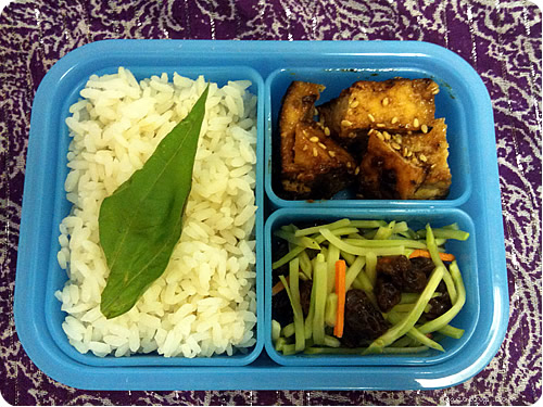 Kung Pao Tofu, Broccoli/Carrot Slaw, Rice with Basil