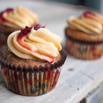 Pumpkin Pecan Cupcakes with Cranberry Orange Relish