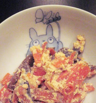Konnyaku and Carrot Tossed in Creamy Tofu Sauce (こんにゃくと人参の白和え)